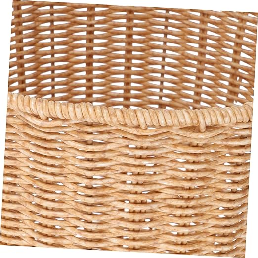 PRETYZOOM Rustic Style Woven Trash Can Multi-Functional Imitation Rattan Waste Basket for Living Space