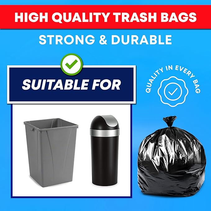 Trash Bags 30-33 Gallon Contractor 2 MIL Heavy Duty (Huge 108 Bags w/Ties) Construction Garbage Bags 32-33 Gallon Trash Bags Heavy Duty Garbage Bags Extra Large Trash Bag for Industrial &amp Commer