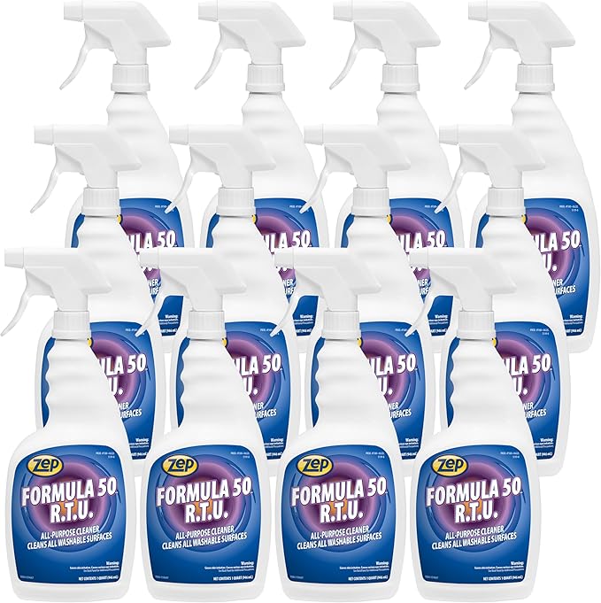 Zep Formula 50 R.T.U. All-Purpose Cleaner -1 Qt (Case of 12) -F50001 - Fast-Acting Heavy-Duty Formula Cleans All Washable Surfaces On Contact Removing Stubborn Stains