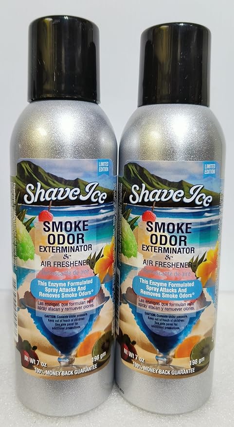 Smoke Odor Exterminator 198 gm/ 7 oz Large Spray Shave Ice 7oz Can 2 Pack.