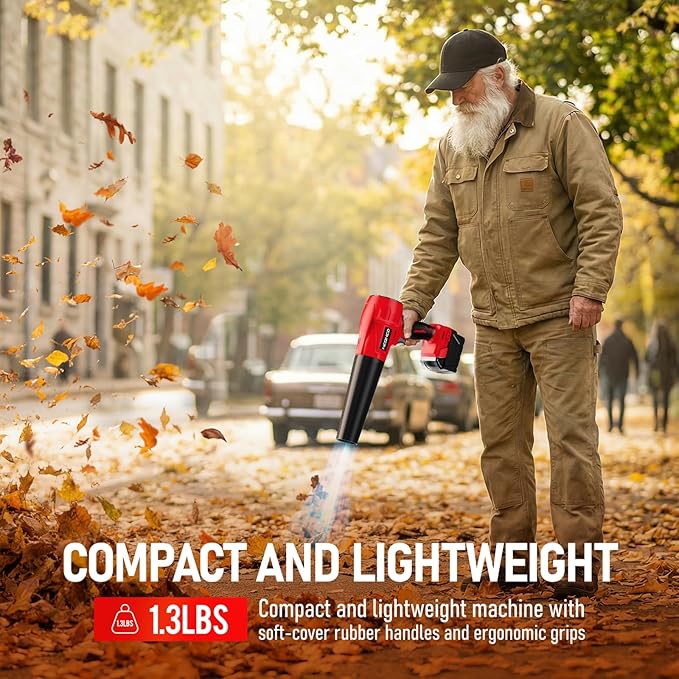 Cordless Leaf Blower Milwaukee M18 18V Battery580000RPM Turbo Jet Blower with 4 Nozzles Lightweight Handheld Blower for Patio Lawn Yard Leaves Dust Garage &amp Snow Cleaning (No Battery)