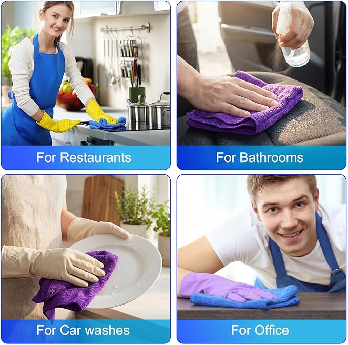Nuenen 60 Pcs Microfiber Cleaning Cloths for Cars 16 x 16 Inch Ultra Absorbent Car Towels Drying Reusable Cleaning Supplies House Kitchen Window Microfiber Towel (PurpleBlue)