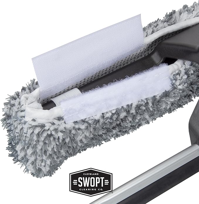 SWOPT 12 Combination Squeegee Head - Blade With Detachable Microfiber Scrubbing Pad - Interchangeable With All SWOPT Products for Efficient Cleaning and Storage
