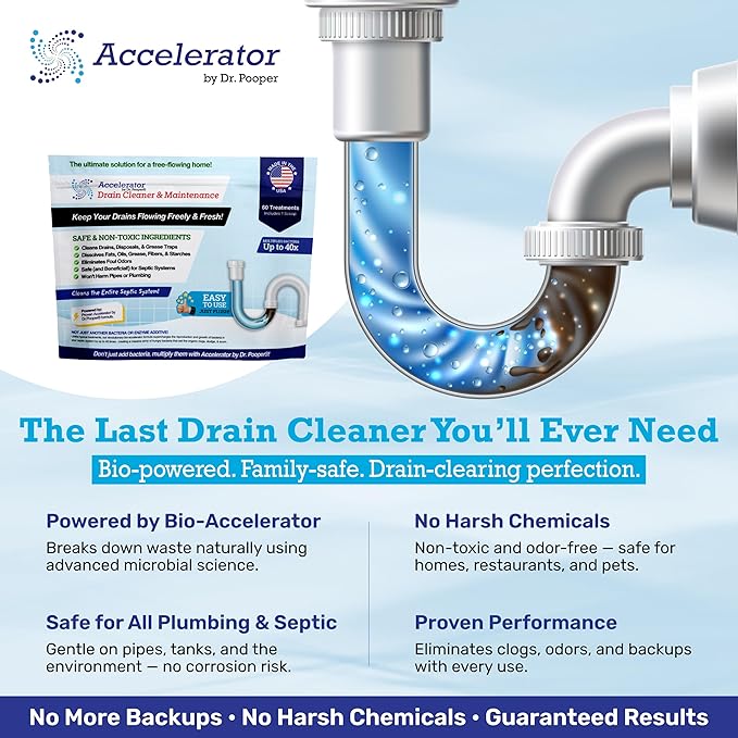 Drain Cleaner &amp Maintenance - Keeps Drains Pipes &amp Grease Traps Clean and Flowing Smoothly - Eliminates Odors - Non-Toxic &amp Pesticide-Free - Septic-Friendly - Made in USA