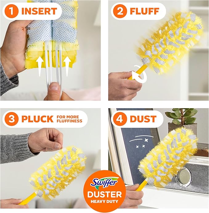 Swiffer Dusters Heavy Duty Multi-Surface Duster Refills for Cleaning Lavender 24 Count (4 Packs of 6)