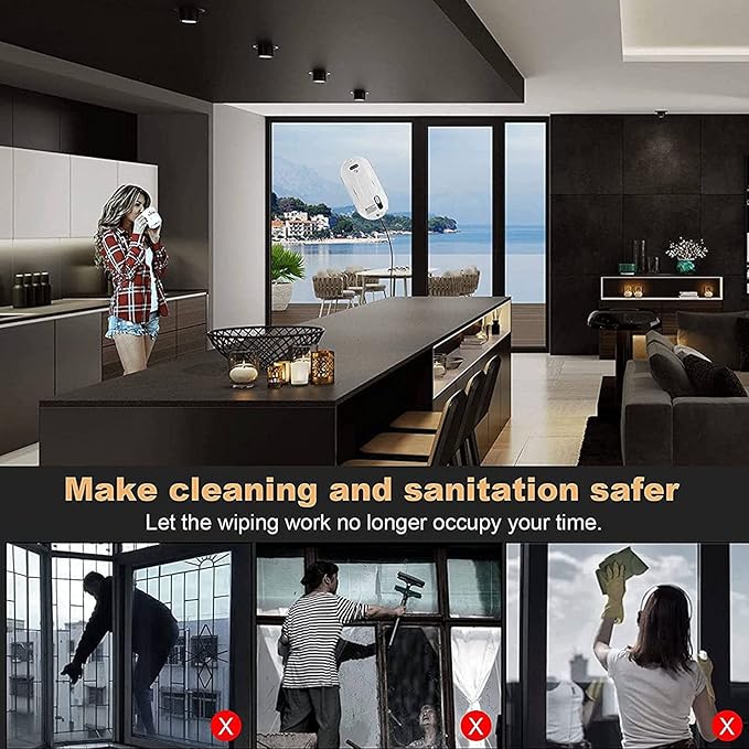 Window Cleaner Robot with Auto Water Spray2800Pa Strong Suction Electric Intelligent Glass Cleaning Roboticfor Outdoor/Indoor All Smooth Surface with APP &amp Remote Dual-Control