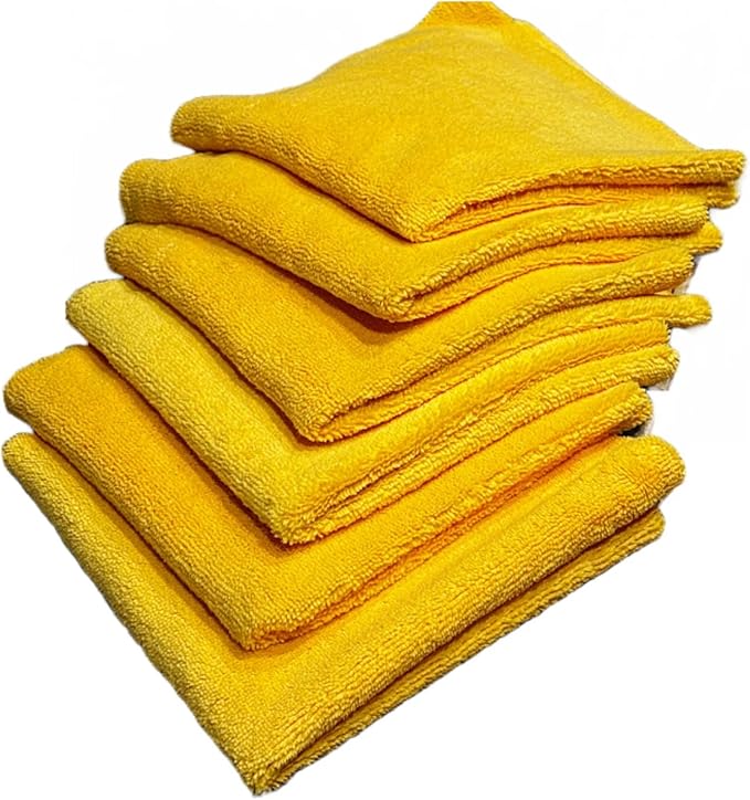The Jobber 365 Microfiber Detailing Towels Exterior and Interior Use Premium Korean Quality 16x16 inches 365 GSM Yellow 10 Pack