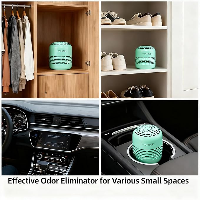 HOMIKE Refrigerator Deodorizer Odor EliminatorLast up to 10 Years for CarClosetShoes CabinetFridge and FreezerOutperforms Baking Soda and Activated Carbon (Green)