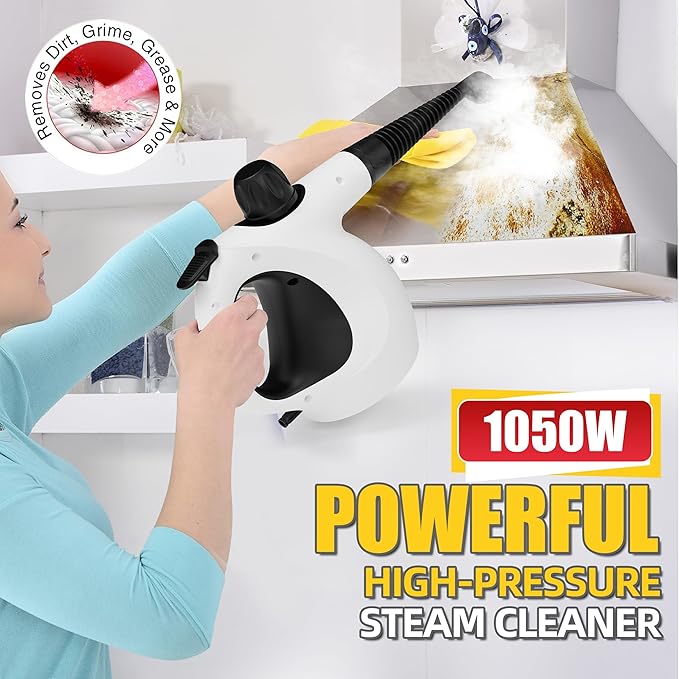 Pressurized Upgraded Handheld Steam Cleaner for Home with 13 pcs Accessories Chemical-Free Multi-Purpose 450ML Steamer for Cleaning Car Furniture Floor Tile Grout and Home Use