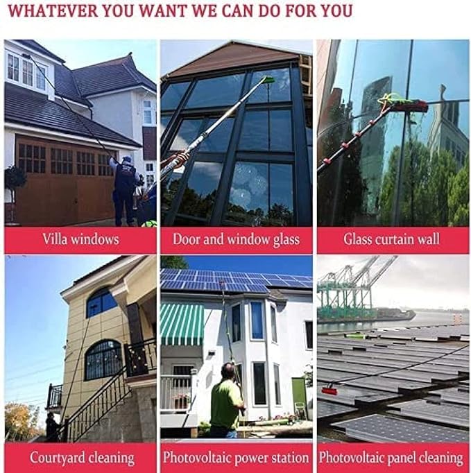 Water Feed Bar Kit Window Cleaning Rod 3.6M 5.4M 6M 7.2M 9M 11M Water Powered Telescopic Brush/Extendable Greenhouse Roof Cleaner Suitable For Cleaning