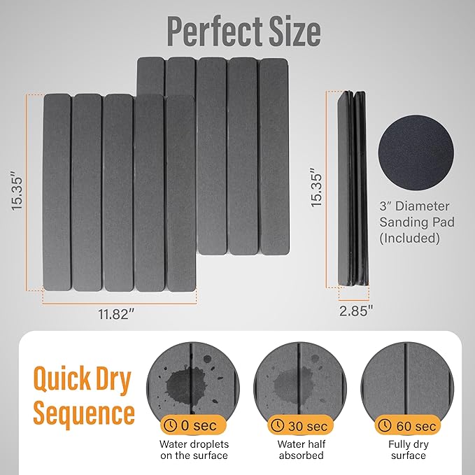Large Foldable Stone Dish Drying Mat – Diatomaceous Earth 2 Pack (12x16 Each) or 24x16 Combined – Fast Dry Anti-Slip Pad Sanding Tool &amp Instruction Manual for Kitchen and Bathroom Dark Gra