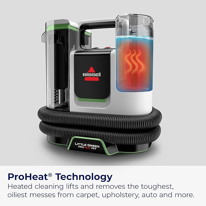 BISSELL® Little Green® Proheat® Pet Portable Deep Cleaner with Heated Cleaning Technology Self-Cleaning Tough Stain Tool and Pet Pro Oxy Triple Action Formula Included 3969