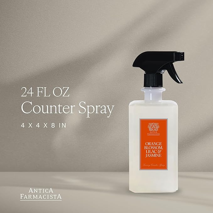 Antica Farmacista Counter Spray - Plant-Derived Biodegradable Cleaning Solution - Luxurious Home Care Essentials - Housewarming Gift - Orange Blossom Lilac &amp Jasmine 24 fl oz