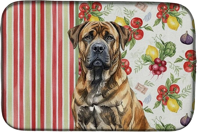 Caroline's Treasures Brindle Boerboel Vegetables Dish Drying Mat Absorbent Dish Drying Mat Pad for Kitchen Counter Dish Drainer Mat for Countertop 14 x 21 Multicolor
