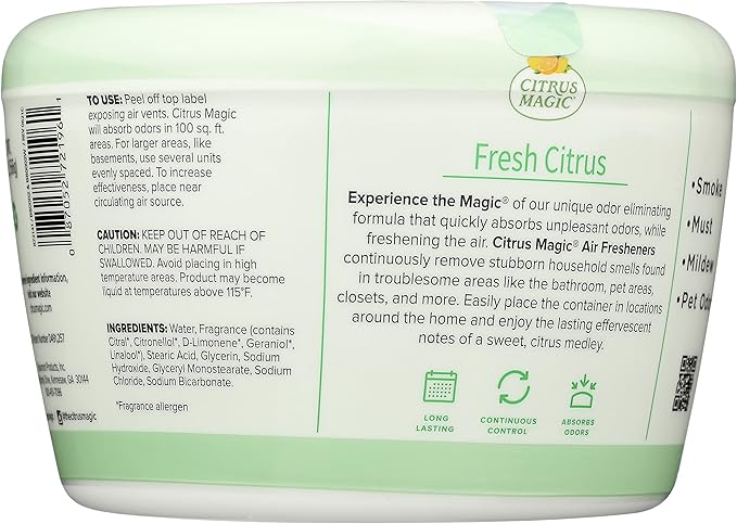 Citrus Magic Odor Absorbing Solid Air Freshener Fresh Citrus 20-Ounce (Pack of 6)