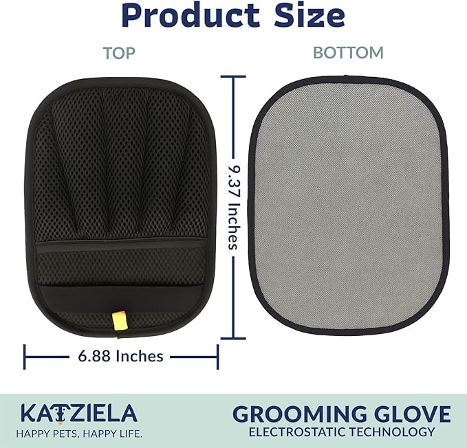 Katziela FurTidy Glove Pet Hair Remover Glove for Dogs &amp Cats Reusable Electrostatic Grooming Mitt for Furniture Clothing Carpet &amp Car Seats – Washable &amp Eco-Friendly Deshedding Tool
