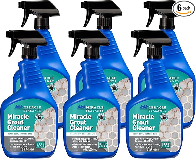 Miracle Sealants Heavy Duty Miracle Grout Cleaner Spray for Natural Stone Marble Tile &amp Grout Quart 6 Pack
