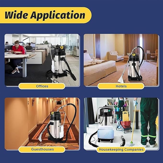Commercial Carpet Steam Cleaner Extractor Vacuum Washing Machine Separate Clean Water Tank and Waste Water Tank Portable Suction Hose with 6 Tools and Wheels for HotelsDry Cleaners (60L)