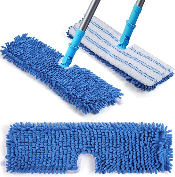 Chengu 3 Pieces Microfiber Flip Mop Refills Replacement Heads Double Sided Cleaning Pads Machine Washable Mop for Dry and Wet Kitchen Home Use