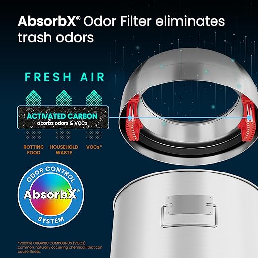 iTouchless Dual-Deodorizer Open Top Recycle Bin Stainless Steel Commercial Grade Trash Cans with AbsorbX Odor Filter Color Name Round 16 Gallon