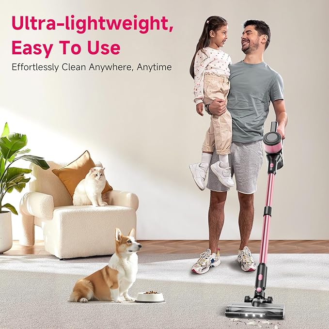 KIKETECH Cordless Vacuum Cleaner Stick Vacuum Cleaners for Home 6 in 1 Lightweight Vacuum for Pet Hair/Carpet/Floor (Black)