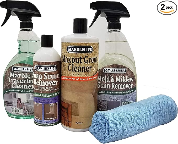 Marblelife Clean &amp Fresh Kitchen &amp Bathroom Care Kits – Marble &amp Travertine (MTC-41150 SSR-41200 MMSR-41190 MAX-41300 MFT-55225)