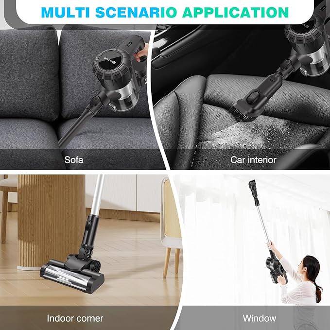 Powerful Lightweight Vacuum Cleaner Cordless Stick Vacuums with Headlights Electric Brooms Tool Kit for Carpet Hard Floor Pet Hair (Vacuum Cleaner 1PCS Battery)
