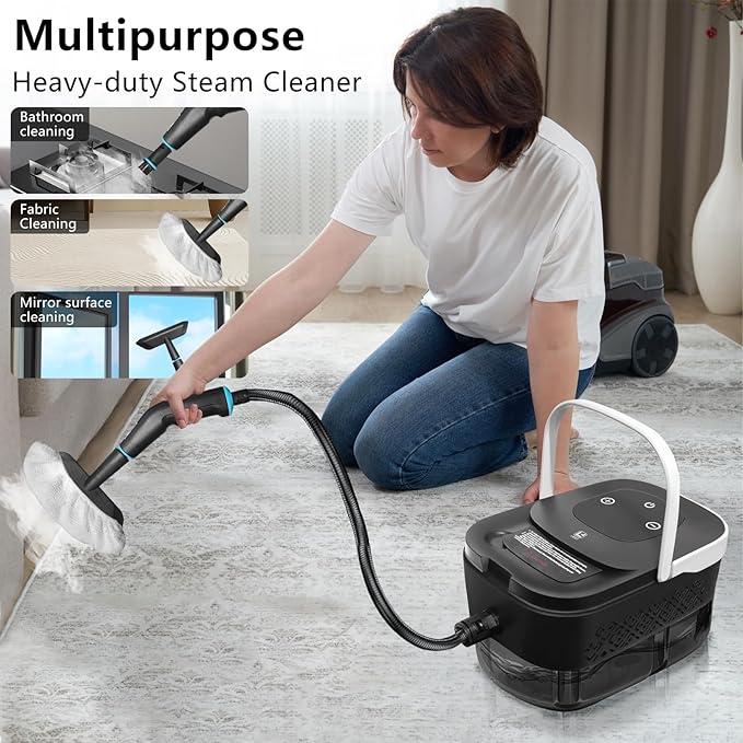 Handheld Steam Cleaner 2500W Pressurized Steam Cleaner with 3 Brush Heads Portable Steam Cleaner for Home Car Furniture Kitchen Bathroom and Wall Orange
