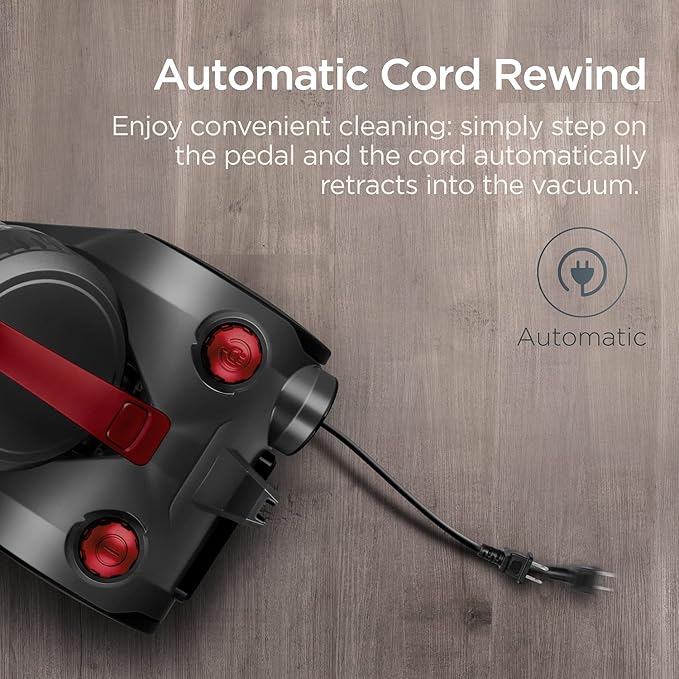 Eureka Bagless Canister Vacuum Cleaner Lightweight Vac for Carpets and Hard Floors Red Whirlwind NEN110D