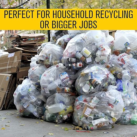 Aluf Plastics 33 Gallon 2 MIL Thick Clear Heavy Duty Trash Bags - 33 x 39 - Pack of 100 - For Recycling Kitchen Contractor &amp Outdoor