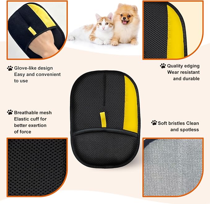 Electrostatic Gloves for Pet Hair Removal: Upgraded 2PCS Animal Fur Removal Tool for Dogs&ampCats Efficient Reusable Pet Hair Remover for Couch Carpet Car Seat Clothing Quick Clean (2 pcs-Blue)