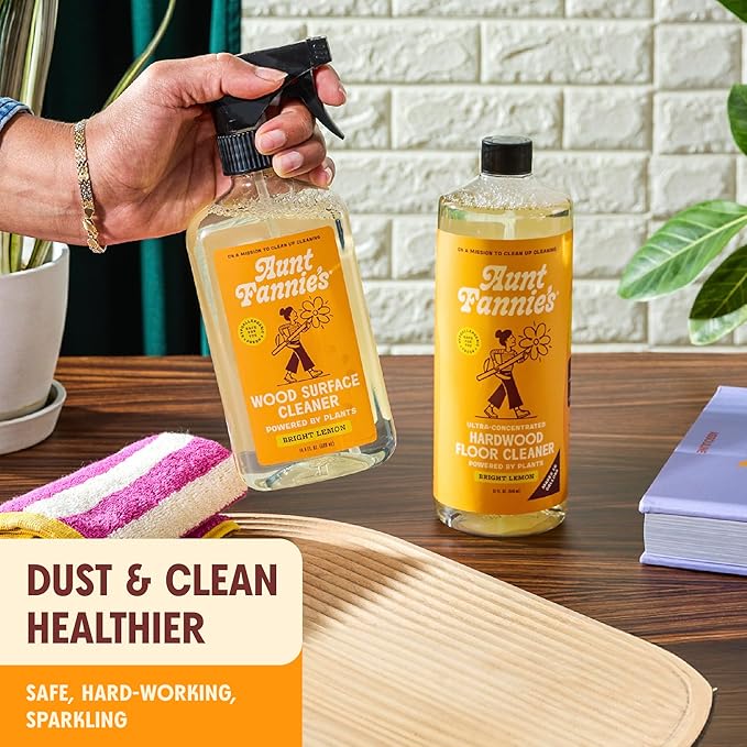 Aunt Fannie's All Purpose Wood Spray Cleaner No-Wax Formula Perfect for Wood Tables Walls Counters &amp Shelves 16.9 Ounces Lemon Scent (Pack of 3)