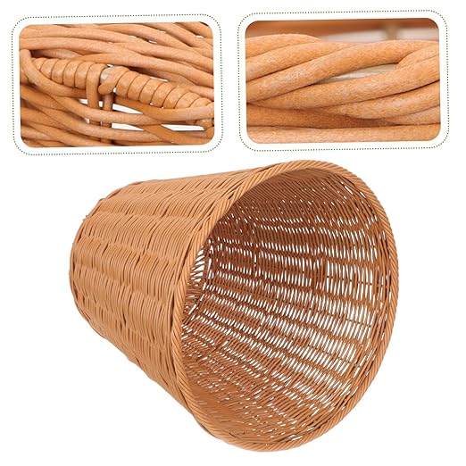 Rattan Trash Can Lid Versatile Woven Wastebasket for Kitchen and Living Room Natural Storage Basket Lightweight and Stylish Rattan Organizer