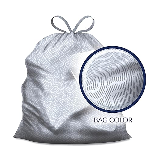 Color Scents Tall Kitchen Trash Bags -13 Gallon 160 Total Bags (8 Packs of 20 Count) Drawstring - Silver bag in Simply Clean Scent with Microban