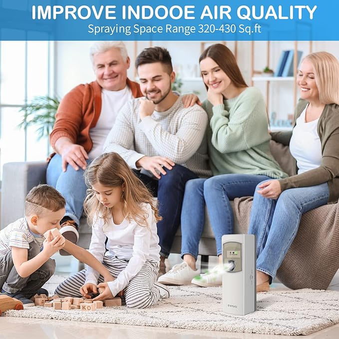 SVAVO Automatic Air Freshener Dispenser - Wall Mounted/Free Standing Auto Aerosol Spray Dispenser Programmable Fragrance Dispenser for Indoor-Bedroom Hotel Office Commercial Place Grey