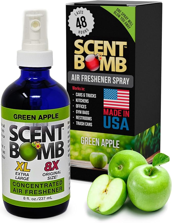 Scent Bomb Air Freshener Spray Long-Lasting Odor Eliminator for Home &amp Car Effective Deodorizer Spray for Kitchen Bathroom Fresh Room Spray &amp Smell Neutralizer Green Apple