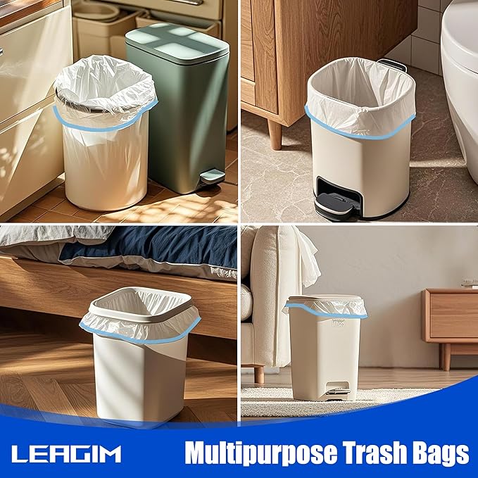 5 Gallon Trash Bags 360 Count -1.2 Mil Drawstring Small Garbage Bags White Plastic Trash Can Liners for Bathroom Accessories 18 Liter Bedroom Dorm Room Essentials Office