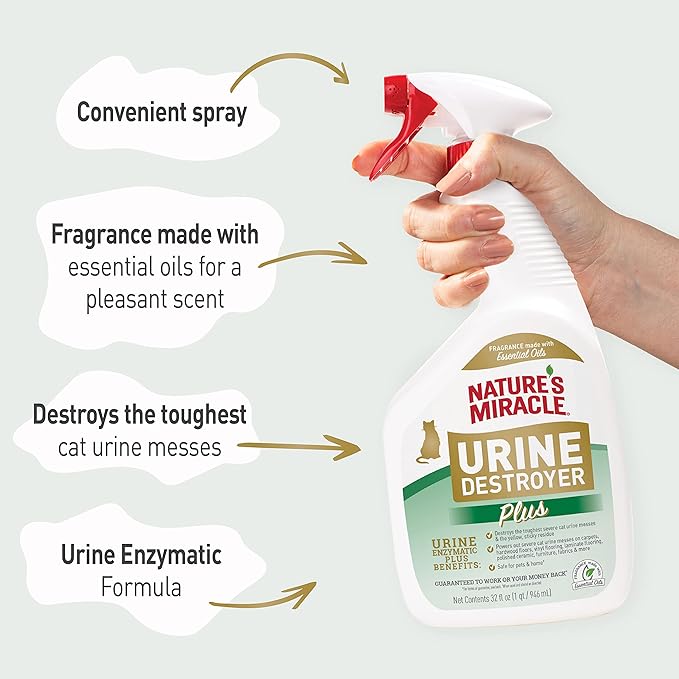 Nature’s Miracle Urine Destroyer Plus Cat32 OuncesUnscentedEnzymatic FormulaReady-to-Use(Pack of 12)