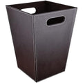 GORESE Leather Trash Can Bathroom Wastebasket 16L/4.2 Gallon Office Garbage Can with Handles for Near Desk Square Bedroom Waste Basket Bin for Home Dorm Decorative Brown