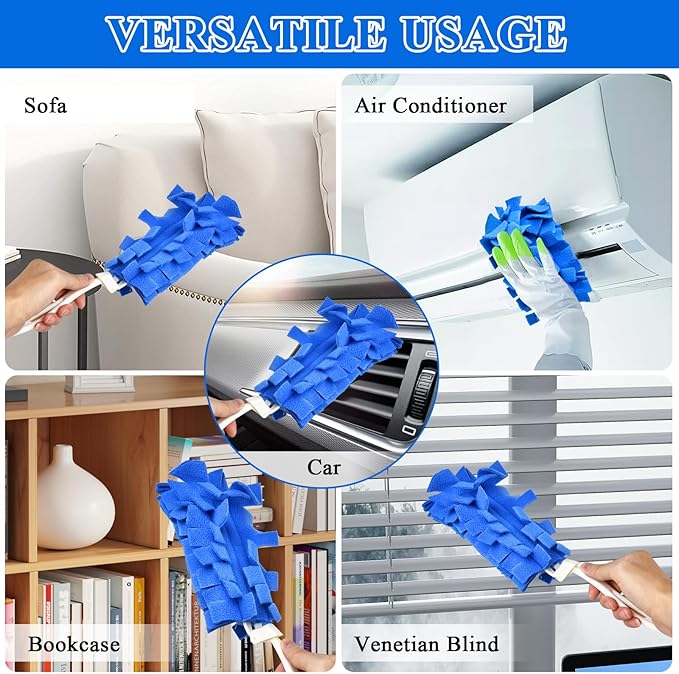 20Pcs Fleece Duster Refills Reusable Dusters Compatible with Swiffer with 3pcs Handles Washable Dusters Pads for Cleaning Ceiling Hardwoods Window Kitchen Floor 5 Colors