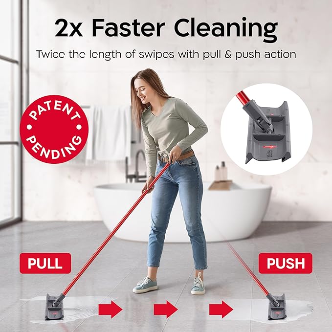 Tyroler Heavy Duty Floor Squeegee for Concrete Floors | 16.5 Squeegee for Floor with 55 4-Part Handle | Squeegees Broom for Floors | The MoppyShmoppy is The Ideal Squeegees Mop for All Surfaces