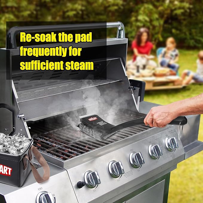 GRILLART SteamWizards Grill Brush Bristle Free Safe BBQ Grill Brush for Outdoor Grill Flat Top Grill Cleaner with Replaceable Head Suitable for All Grates Griddle Accessories Dishwasher Safe