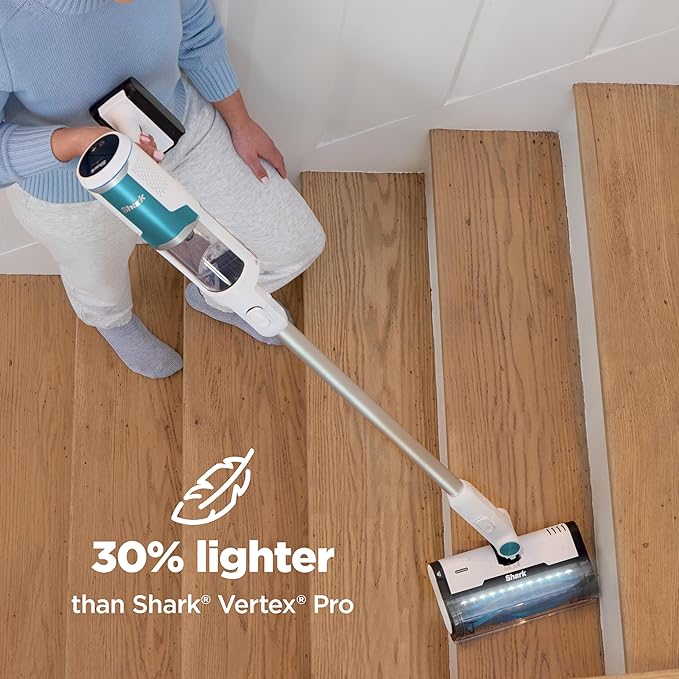 Shark Clean &amp Empty Cordless Stick Vacuum – Lightweight Cordless with HEPA Filter Portable Rechargeable Auto-Empty System Stick Vacuum for Pet Hair Carpets &amp Hardfloor White BU3521