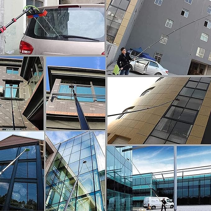 water fed pole kit window cleaning brush outdoor Window Cleaning Pole Water Fed Telescopic Brush Extendable Cleaner Conservatory Roof Cleaning Photovoltaic And Solar Panels (Size : 18FT/5.4M)
