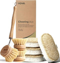 Vove Cleaning Duo Bamboo Dish Brush Set and Natural Dish Sponges FSC-Certified Bamboo Sisal Loofah Cellulose Plastic-Free Eco-Friendly Zero-Waste Kitchen Dish Scrubber Set