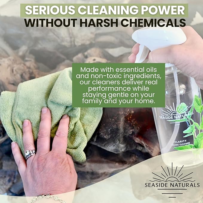 Start Up Kit – Plant-Based All-Purpose Glass &amp Bathroom Cleaners (Glass Bottles Sprayers &amp Concentrates Essential Oils: Eucalyptus Lavender Tea Tree Peppermint Citrus) Kid &amp Pet Saf