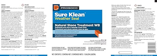 PROSOCO Natural Stone Treatment WB | Water Protective Treatment for Limestone Marble Travertine and Other Traditional Masonry Surfaces (1 Gallon)