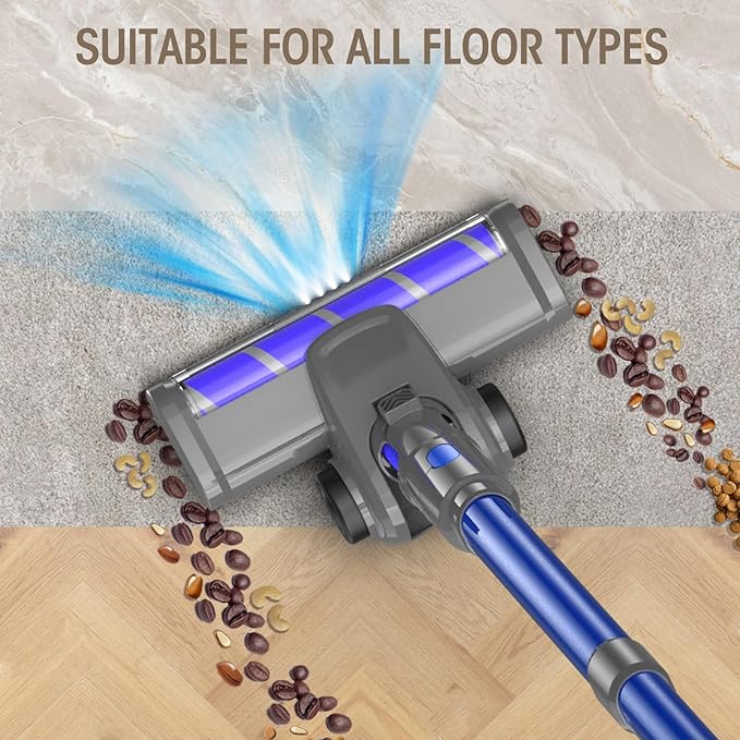 Cordless Vacuum Cleaner 8-in-1 Strong Power Suction Stick Vacuum Cleaners with 2200 mAh Detachable Battery Lightweight Self-Standing 45 Mins Runtime for Home Low-Pile Carpet Pet Hair