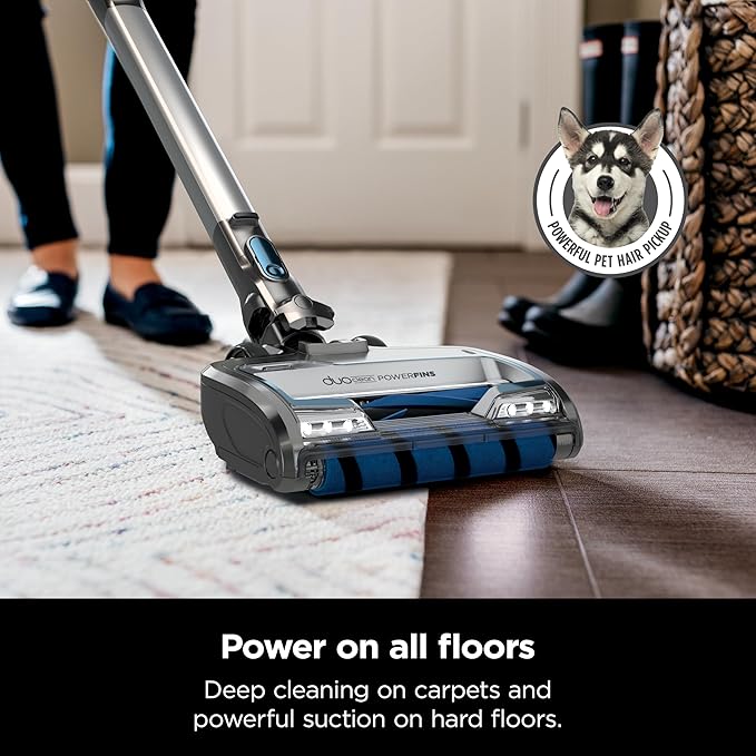 Shark IZ462H Vertex Ultra Lightweight Cordless Stick Vacuum with DuoClean PowerFins Crevice Pet Multi-Tool Anti-Allergen Brush Removable Handheld Flex 60 min Runtime Blue MultiFLEX
