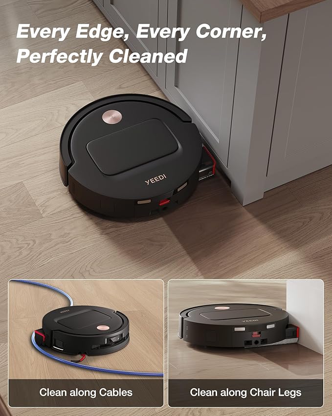 Yeedi M14 Plus Robot Vacuum and Mop 18000Pa Suction OZMO Roller Instant Self-Washing Mopping 167℉ Smart Dynamic Hot Wash &amp Auto-Dry ZeroTangle 3.0 Anti-Hair Brush All-in-One Omni Station Bl